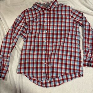 Men’s Lg George Red and Blue Casual Button Down Shirt with collar